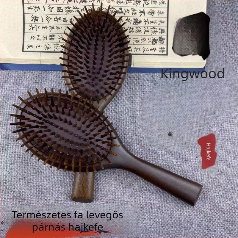 Királyfából készült masszírozó hajkefe légpárnás párnával