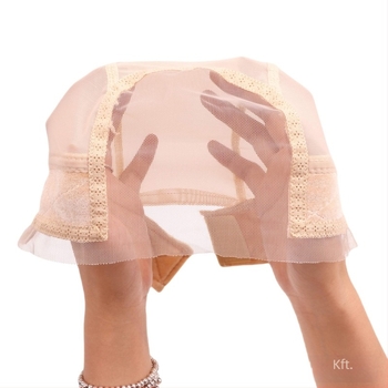 Paróka hálós sapka velúr csipkével, U-alakú kupola dizájn, haj köré tekerés funkció, 20 g