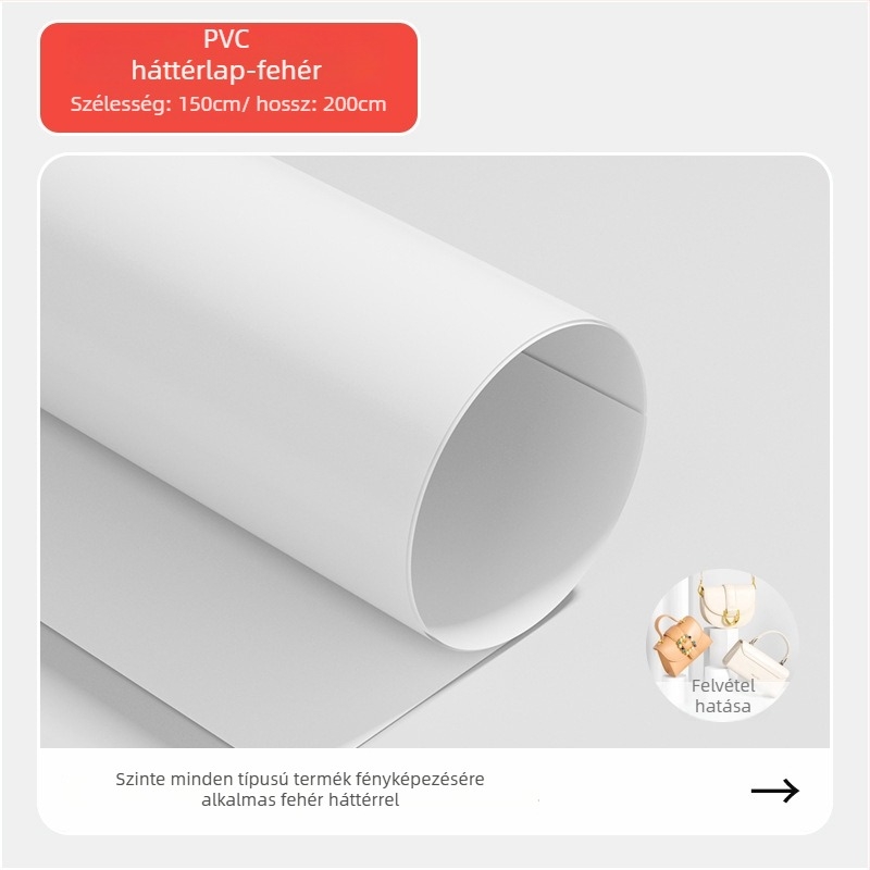 PVC hátteretábla matt felülettel, vízálló termékfotózáshoz, T-állvánnyal