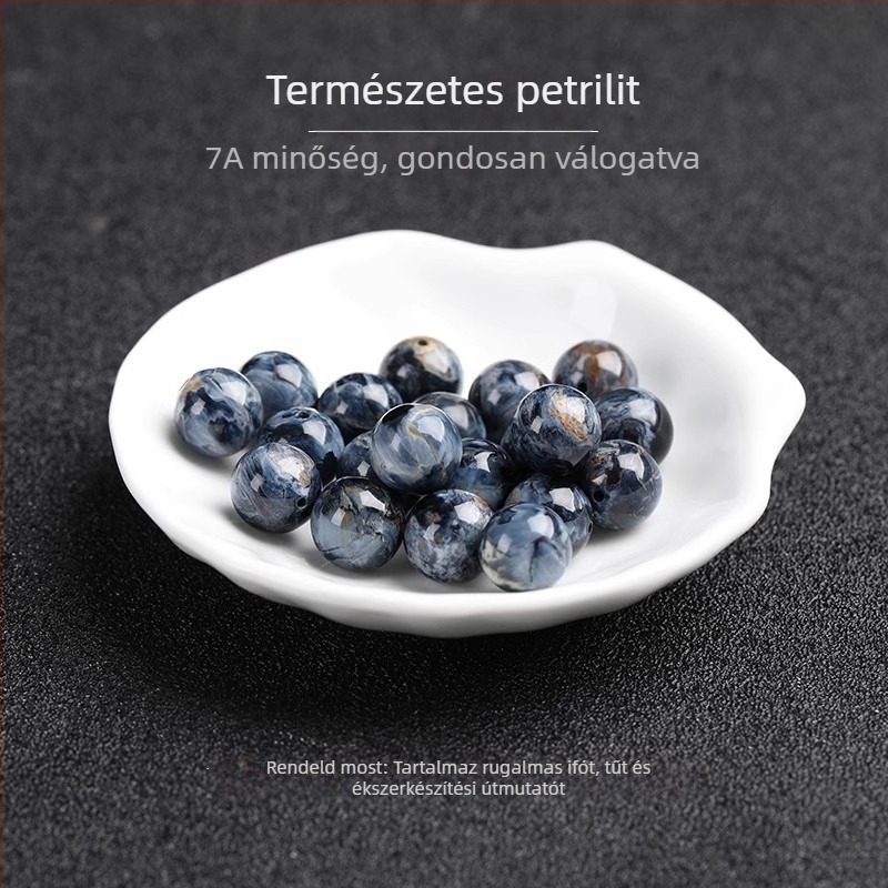 Peter Stone kristályból készült szabad gyöngyök, kerek formájú, polírozott, nemes mintázat