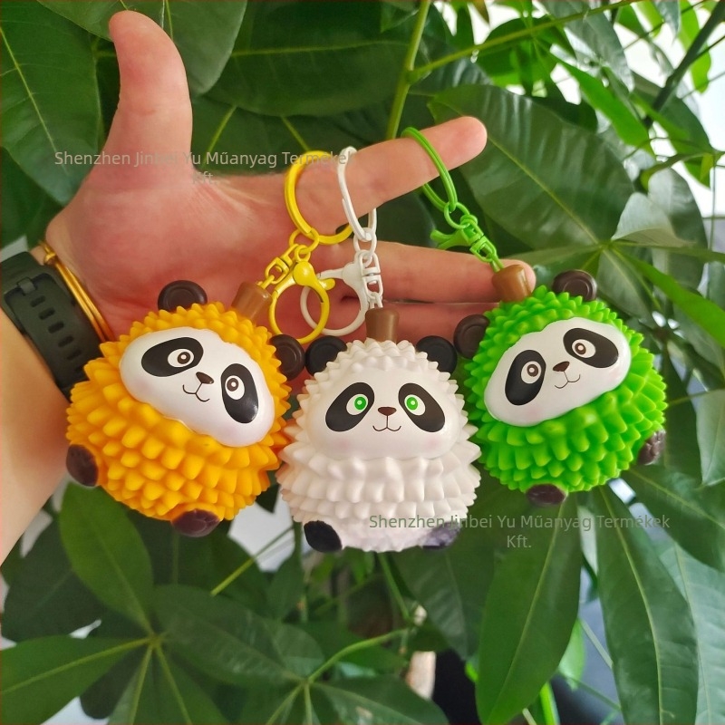 Fénylő kulcstartó panda-durian figurával, aranyos gyümölcsös sorozat, anyag viszkóz, csomagolás OPP, 15–35 éveseknek