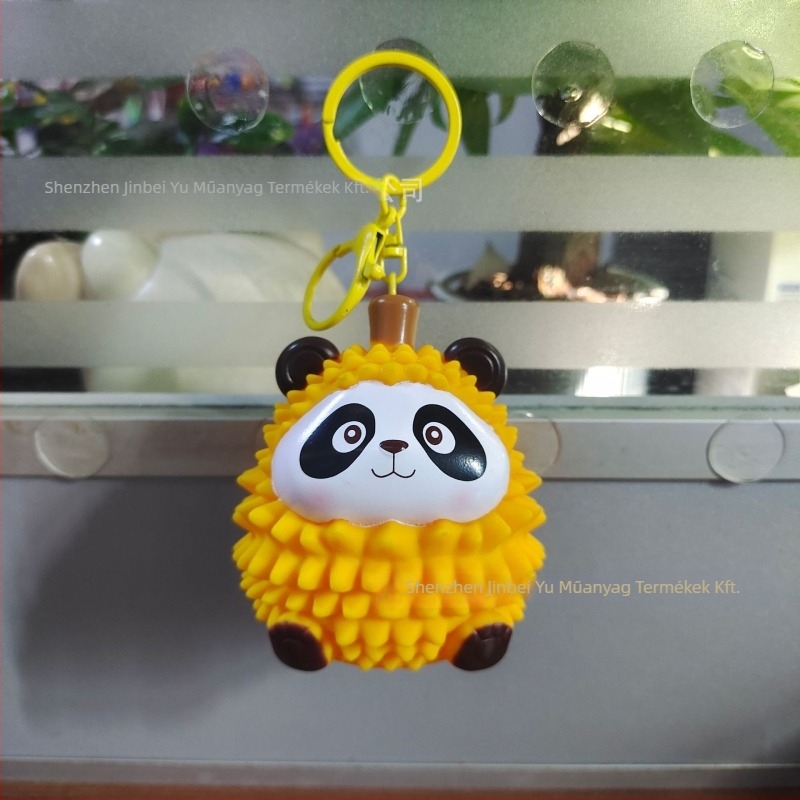 Fénylő kulcstartó panda-durian figurával, aranyos gyümölcsös sorozat, anyag viszkóz, csomagolás OPP, 15–35 éveseknek