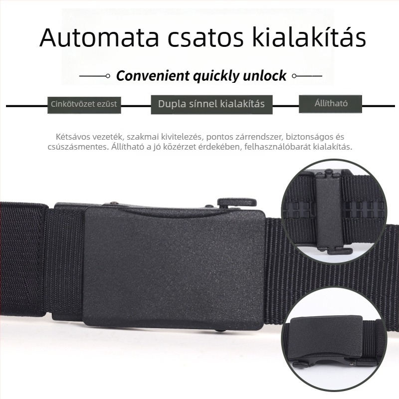 Férfi nylon taktikai öv automata ötvözött csattal, hétköznapi és sokoldalú stílus, szélesség 2-4 cm
