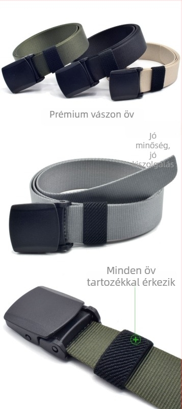 Gyermekek vászon öve fiúknak — sima csat, műanyag öv, műanyag csat, csomagolás PP zacskóban, friss és édes stílus