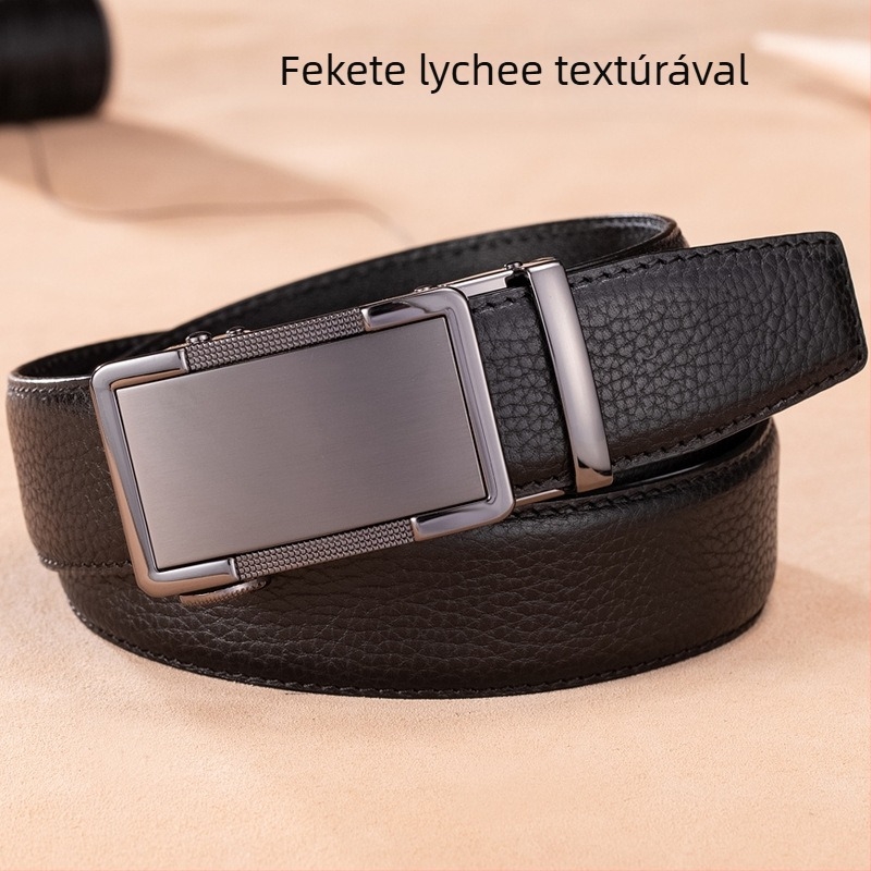 Férfi bőrszíj automata csattal, Lychee krokodil minta, 2–4 cm szélesség
