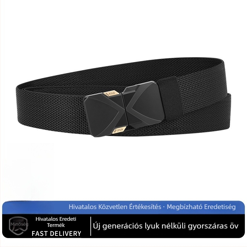 Betti uniszex taktikai öv csattal, poliészter rostból, ötvözet csattal, automata csattal, elektroplating felület.
