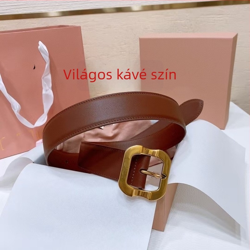Női valódi bőrből készült öv, réz csattal és tűs zárral, 2-4 cm szélesség