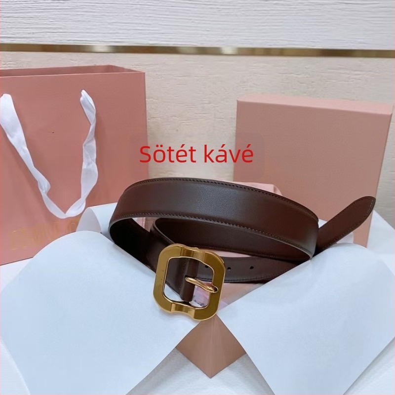 Női valódi bőrből készült öv, réz csattal és tűs zárral, 2-4 cm szélesség