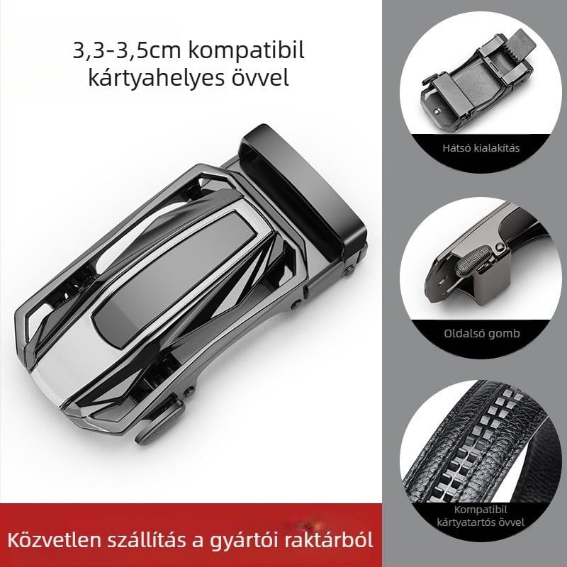 Férfi övcsat automata csattal — ötvözet, téglalap alakú, üzleti stílus