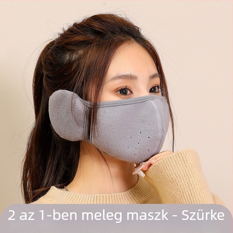 Meleg téli 2-in-1 arcmaszk és fülvédő, pamut, szélvédett, fleece-bélelt