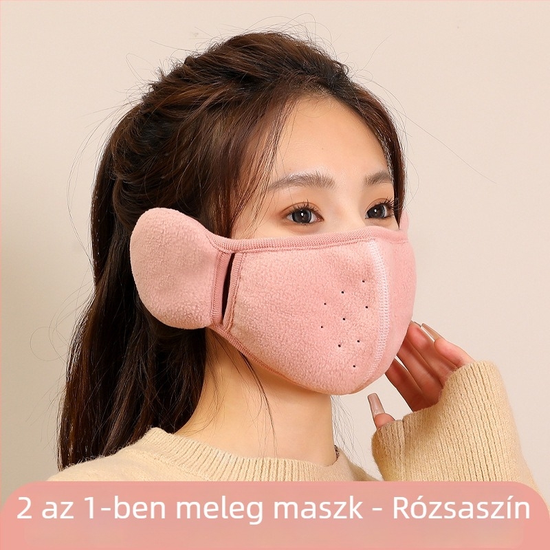 Meleg téli 2-in-1 arcmaszk és fülvédő, pamut, szélvédett, fleece-bélelt