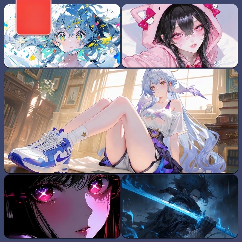 Nagy egérpad 2D anime fiú mintával, irodai és játékhoz