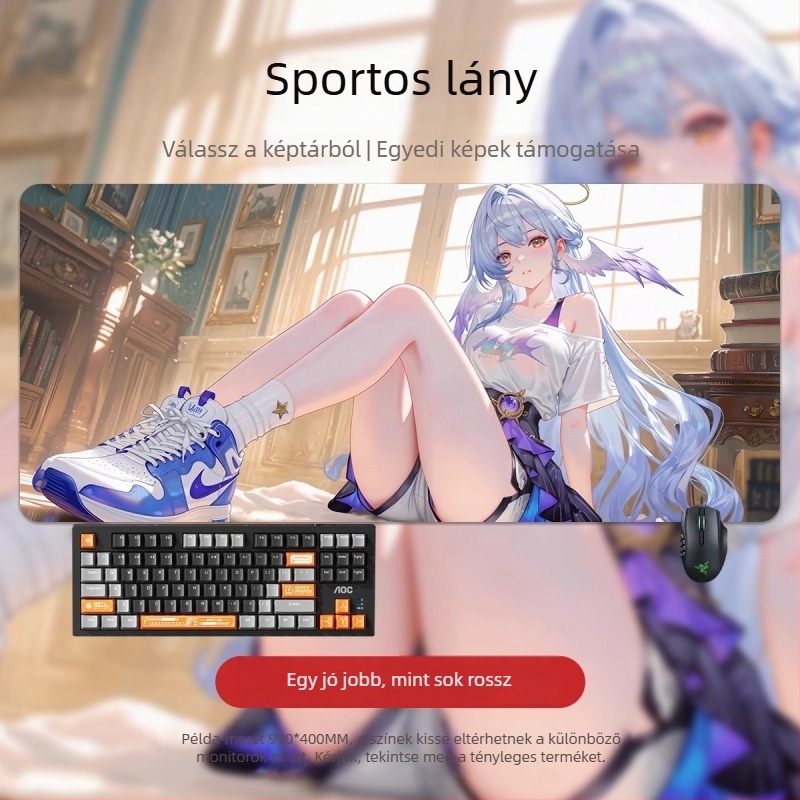 Nagy egérpad 2D anime fiú mintával, irodai és játékhoz