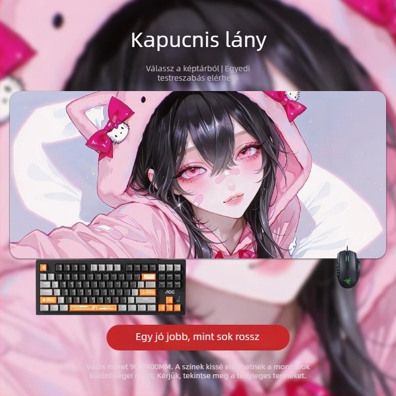 Nagy egérpad 2D anime fiú mintával, irodai és játékhoz