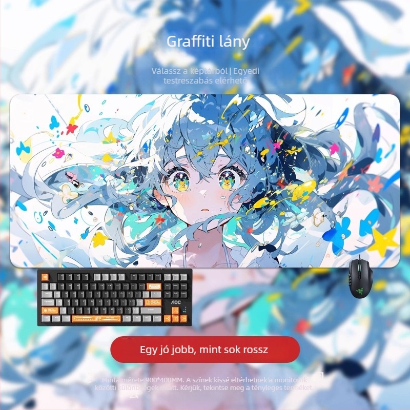 Nagy egérpad 2D anime fiú mintával, irodai és játékhoz