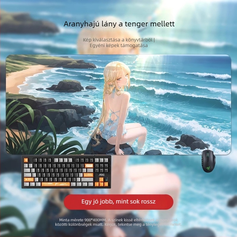 Nagy egérpad 2D anime fiú mintával, irodai és játékhoz