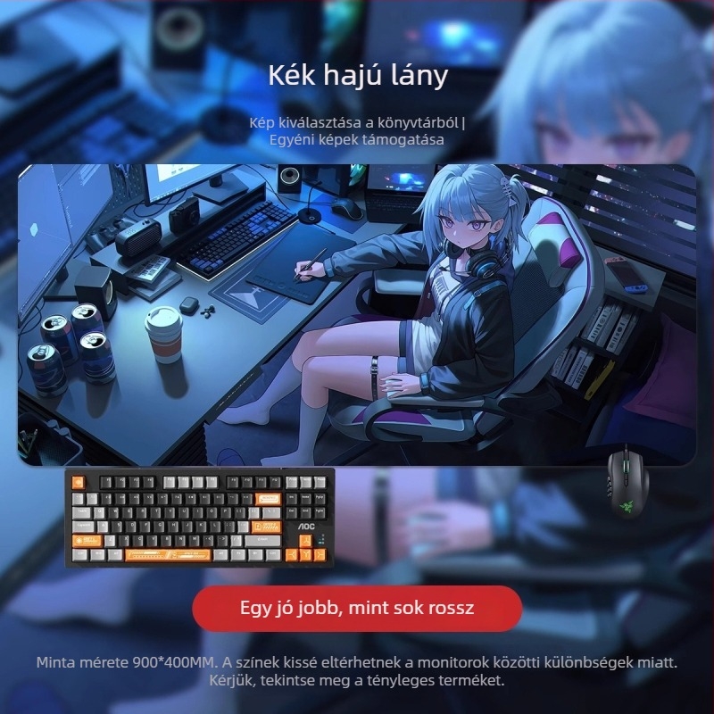 Nagy egérpad 2D anime fiú mintával, irodai és játékhoz