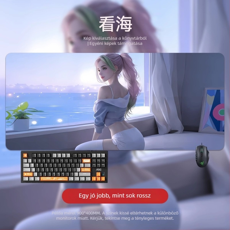 Nagy egérpad 2D anime fiú mintával, irodai és játékhoz