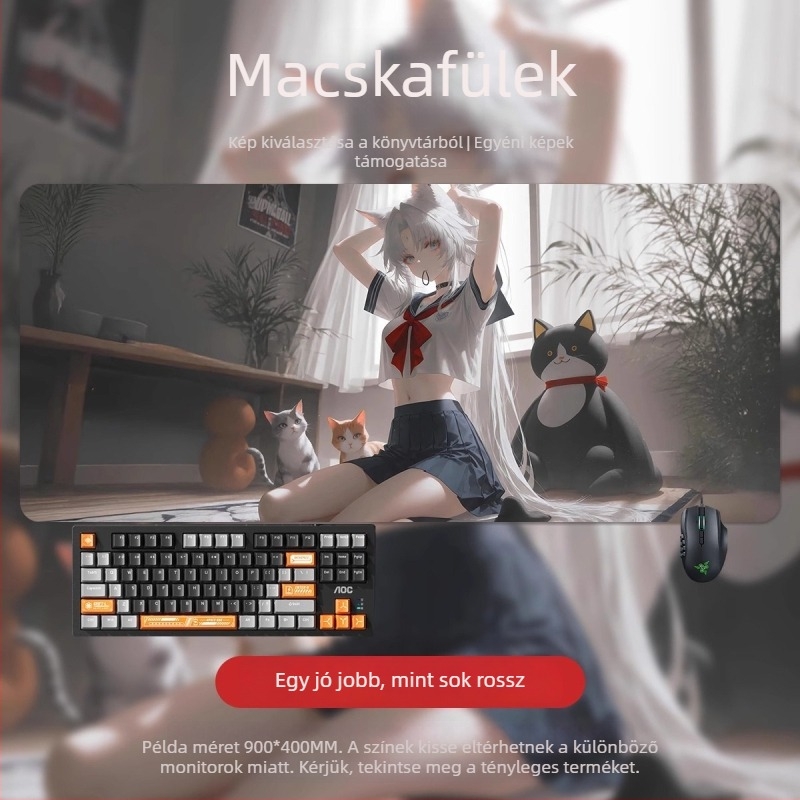 Nagy egérpad 2D anime fiú mintával, irodai és játékhoz