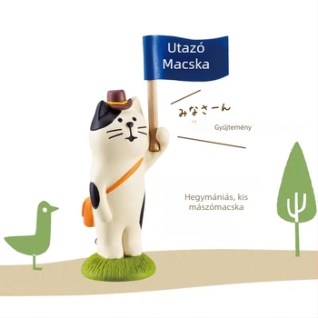 Macska autó dísz — Japán stílusú Zakka, műgyanta karikatúra figura