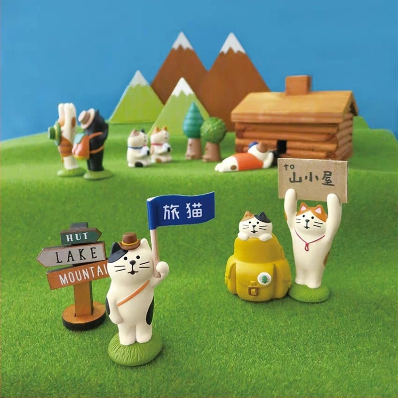 Macska autó dísz — Japán stílusú Zakka, műgyanta karikatúra figura