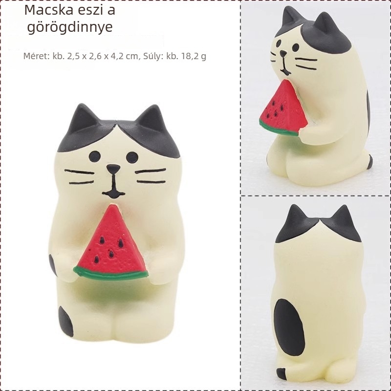 Macska autó dísz — Japán stílusú Zakka, műgyanta karikatúra figura