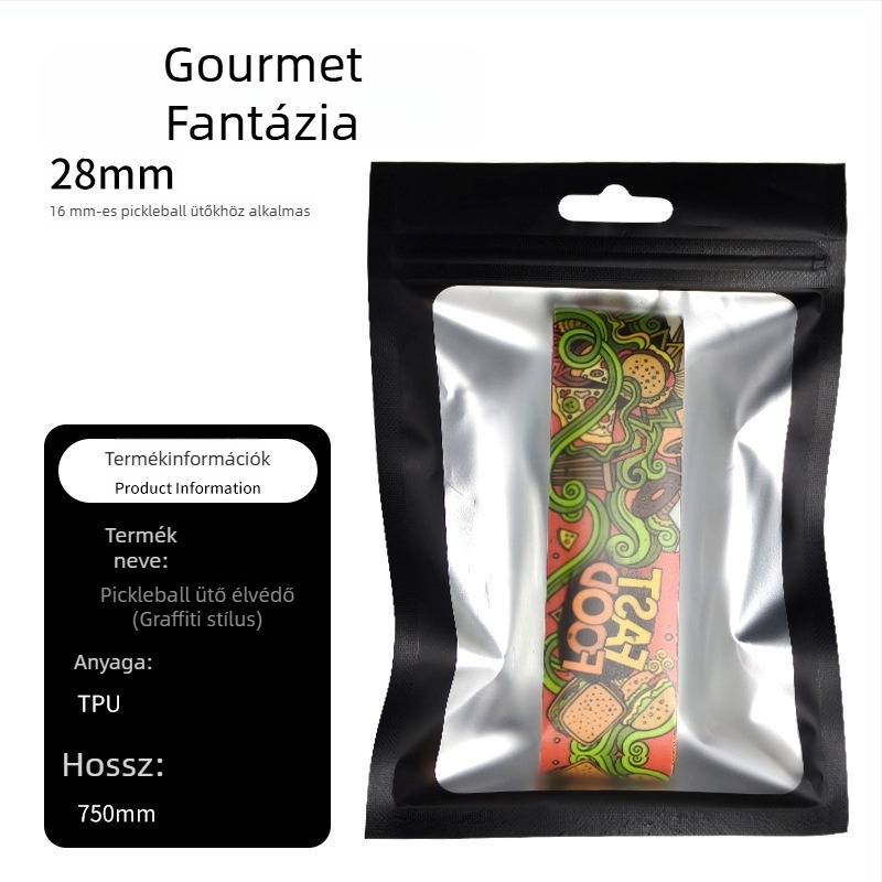 Graffiti mintás pickleball ütőkeret védőcsík