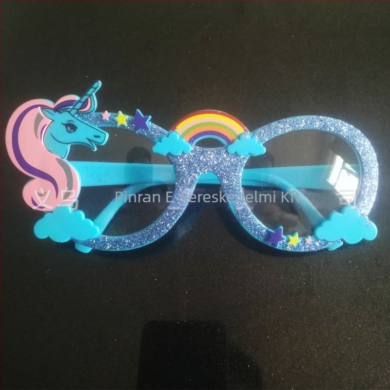 Műanyag unikornis party szemüveg – cosplay rekvizit Pegazus dizájnnal, fél kézi feldolgozás, testreszabható