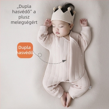 Jingqi újszülött oldalsó nyitású pamut overál, hosszú ujjú, 100% pamut, meleg, uniszex, őszi-téli viselet