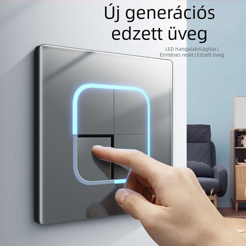 1-gombos rejtett USB aljzat edzett üveggel, típus 86, LED, szerelés 60×60 mm, érintkezők ónfoszfor bronzból