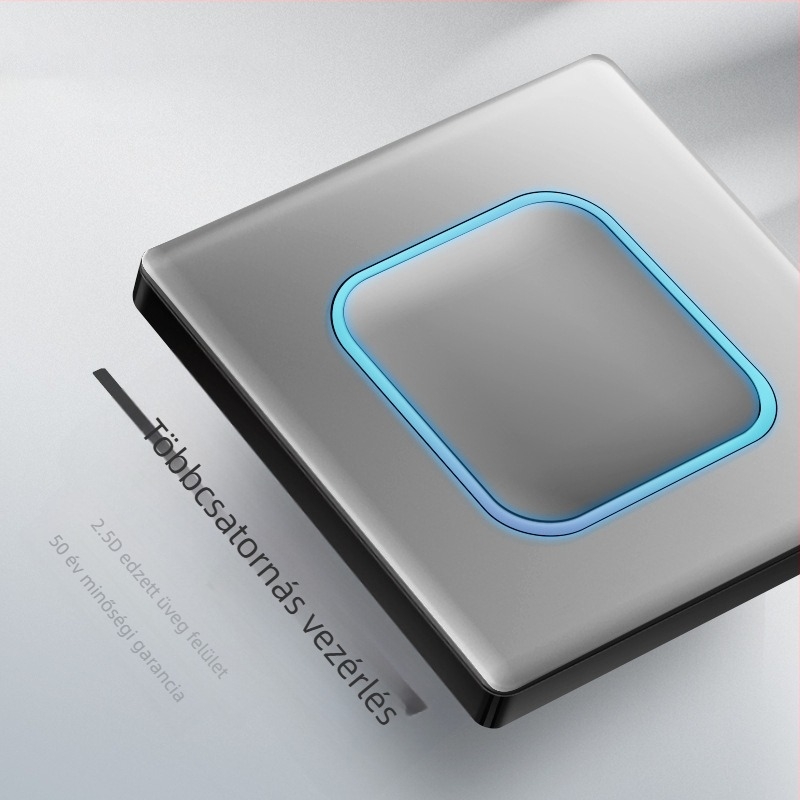 1-gombos rejtett USB aljzat edzett üveggel, típus 86, LED, szerelés 60×60 mm, érintkezők ónfoszfor bronzból