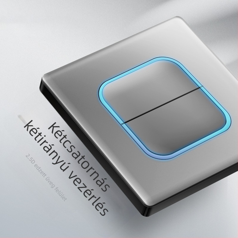 1-gombos rejtett USB aljzat edzett üveggel, típus 86, LED, szerelés 60×60 mm, érintkezők ónfoszfor bronzból