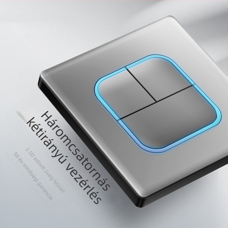 1-gombos rejtett USB aljzat edzett üveggel, típus 86, LED, szerelés 60×60 mm, érintkezők ónfoszfor bronzból