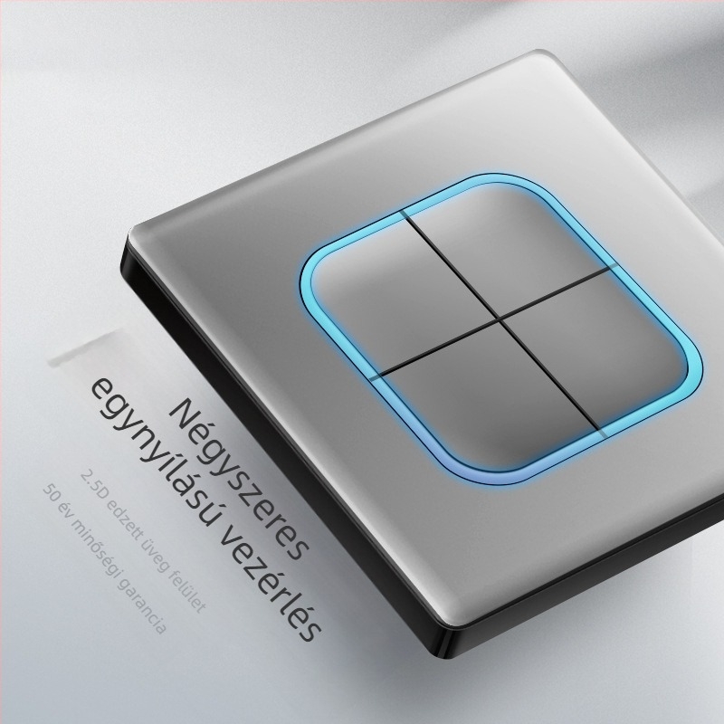 1-gombos rejtett USB aljzat edzett üveggel, típus 86, LED, szerelés 60×60 mm, érintkezők ónfoszfor bronzból