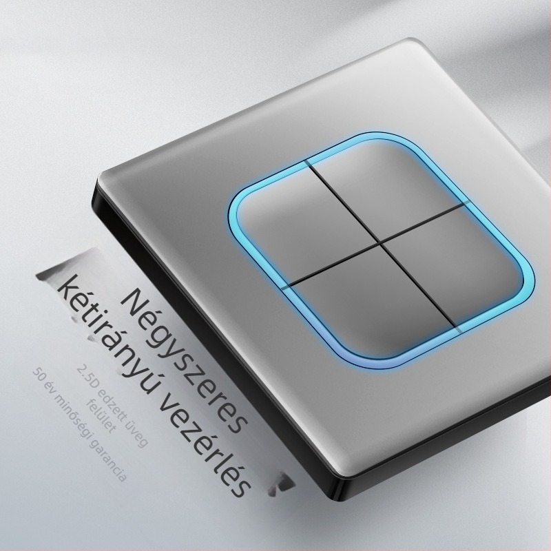 1-gombos rejtett USB aljzat edzett üveggel, típus 86, LED, szerelés 60×60 mm, érintkezők ónfoszfor bronzból