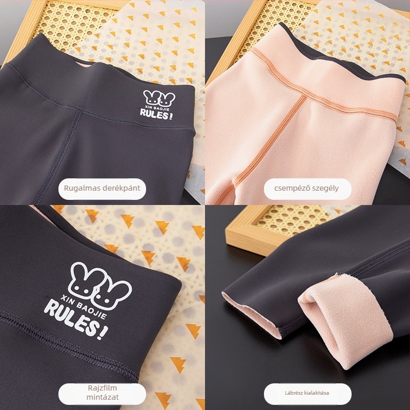 Gyerekeknek Shark pants fleece-belsővel, magas derekú, 95% poliészter, őszi-tavaszi szezonra