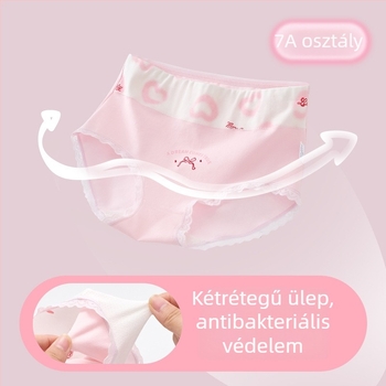 Lányok pamut alsónadrág, magas derekú fazon, háromszög alak, Osztály A, 9–12 éves korosztály, nem szorít