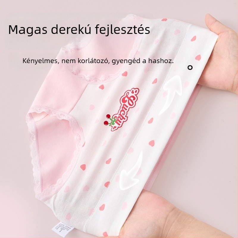 Lányok pamut alsónadrág, magas derekú fazon, háromszög alak, Osztály A, 9–12 éves korosztály, nem szorít