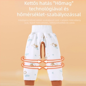 Baba selyem–pamut nadrág nyitott ülepűvel, bélelt téli nadrág, magas derekú