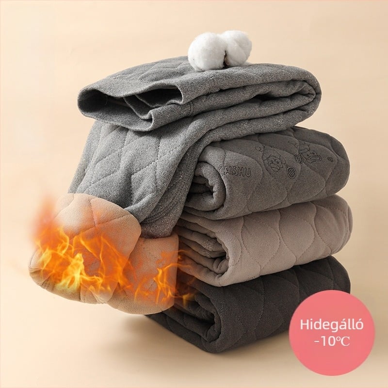Gyerekeknek készített pamutból készült termikus leggings középmagas derekú, gombos zárású, téli viselet, 8 éves kortól