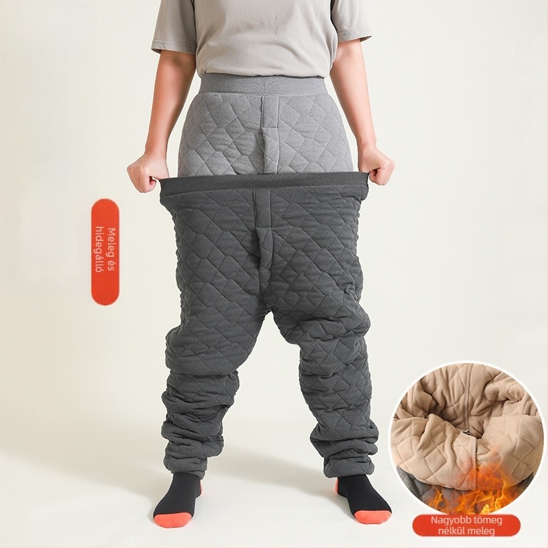 Gyerekeknek készített pamutból készült termikus leggings középmagas derekú, gombos zárású, téli viselet, 8 éves kortól
