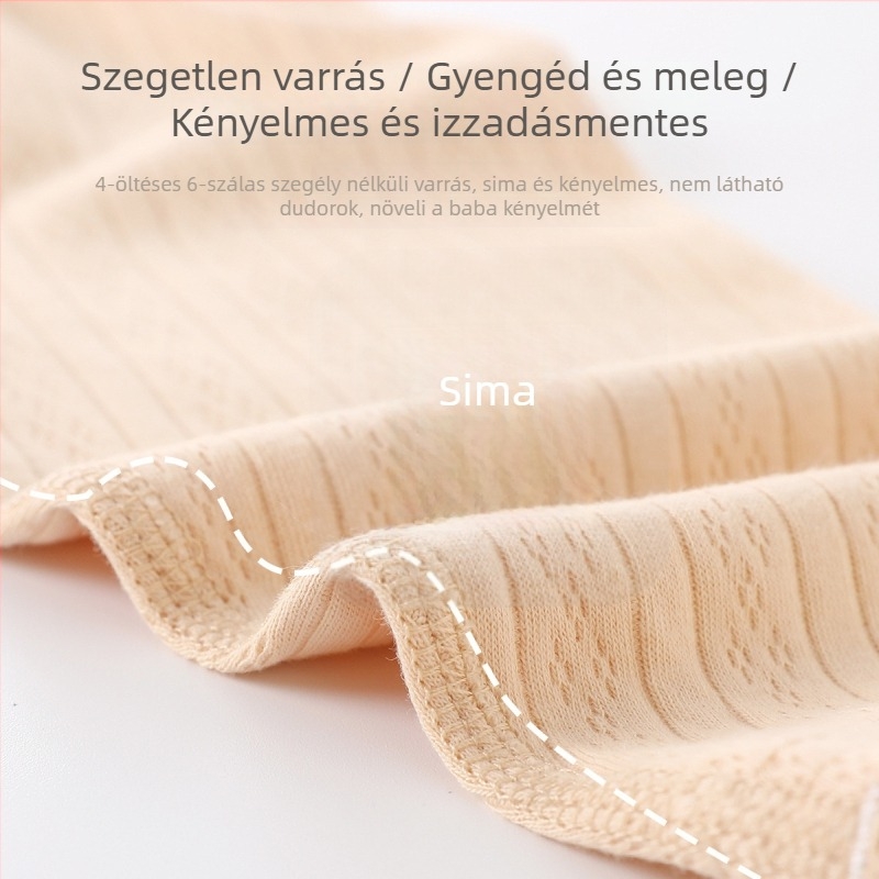 Pamut baba magas derekú hosszú nadrág hasi védelemmel, újszülöttek 0–1 év, szabadidős stílus, tavasz 2024