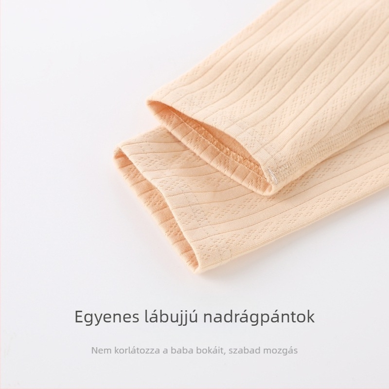 Pamut baba magas derekú hosszú nadrág hasi védelemmel, újszülöttek 0–1 év, szabadidős stílus, tavasz 2024