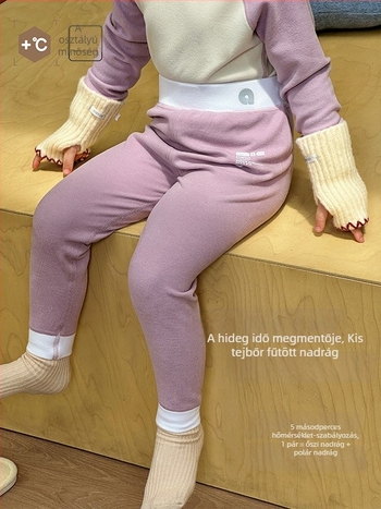 Anmiya gyerekeknek szóló meleg alsó réteg nadrág Lyocell Small Milk Skin anyagból, magas derekú hasvédő szabás, uniszex, 3–8 éveseknek, Lyocell tartalom 44,5%, nyitott ágyékrész nélkül.