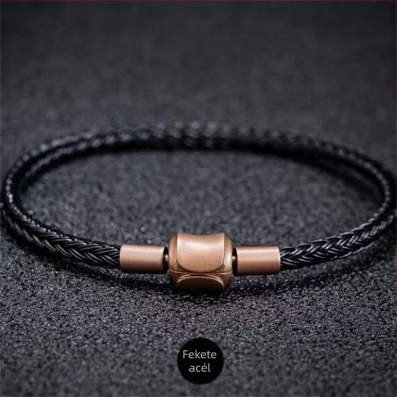 3 mm titánacél unisex karkötő geometriai mintával