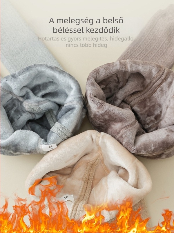 Gyerekek téli fleece bevonattal bélelt leggings, vastag anyagból, 9/10 hosszú, egyszínű pamut