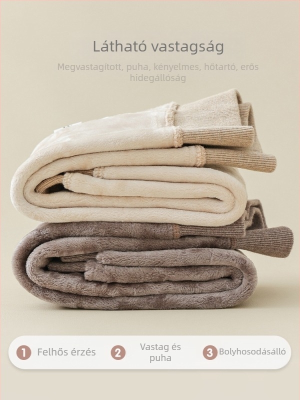 Gyerekek téli fleece bevonattal bélelt leggings, vastag anyagból, 9/10 hosszú, egyszínű pamut