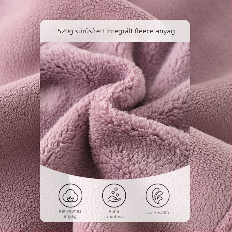 Uniszex gyerekek téli fleece-beléssel ellátott nadrág, sportos stílus, velúr anyag, 97,5% poliészter, középmagas derék