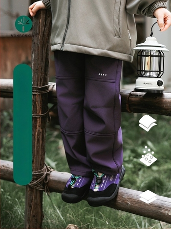 Gyerekeknek szóló softshell nadrág fleece béléssel, dupla rétegű, háromvédelmi, nylon anyag, magas derekú, uniszex, télre, őszre és tavaszra