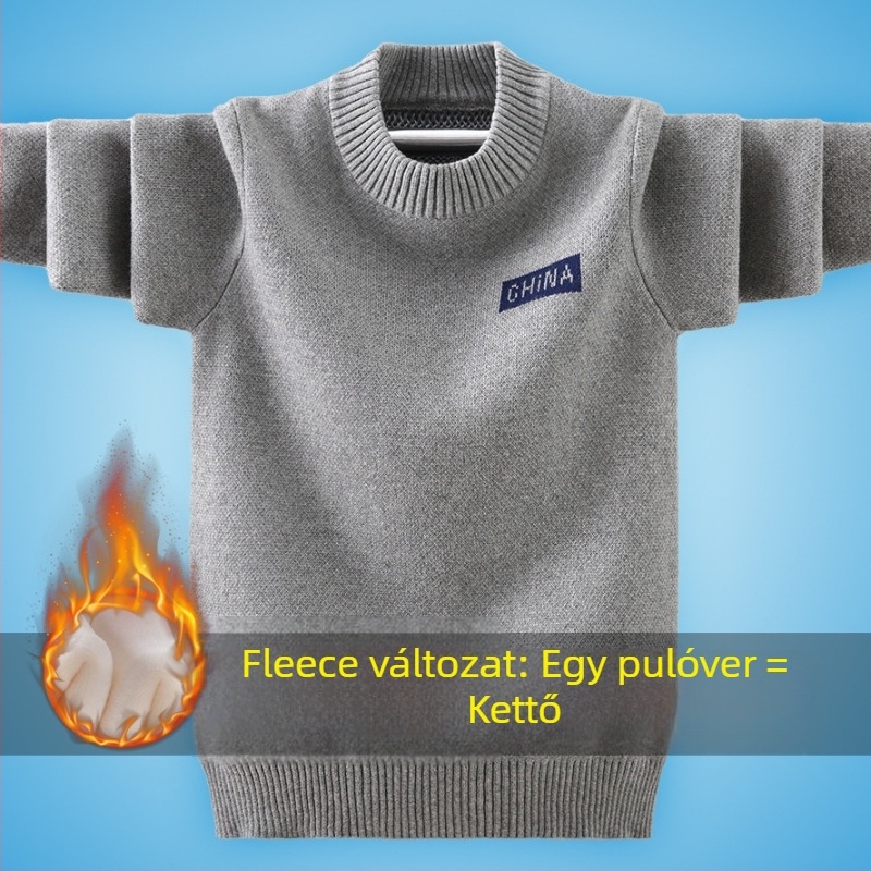 Fiúknak szóló pamut pulóver, 100% pamut, fleece bélés, hosszú ujjú, kerek nyakú, rajzfilm és betűk mintával
